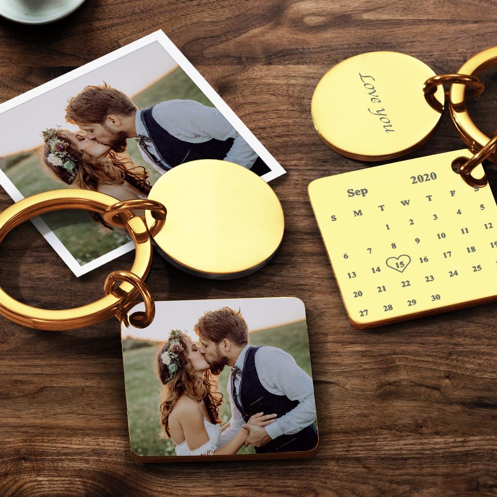 Personalised Calendar Keyring Custom Engraved Photo Keychain