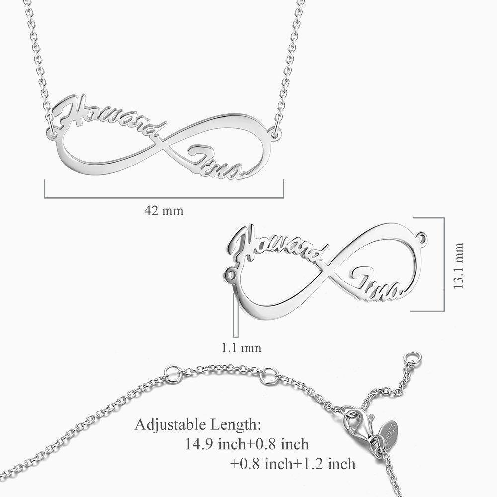 Infinity Name Necklace Personalised Double Name Necklace - 925 Sterling Silver