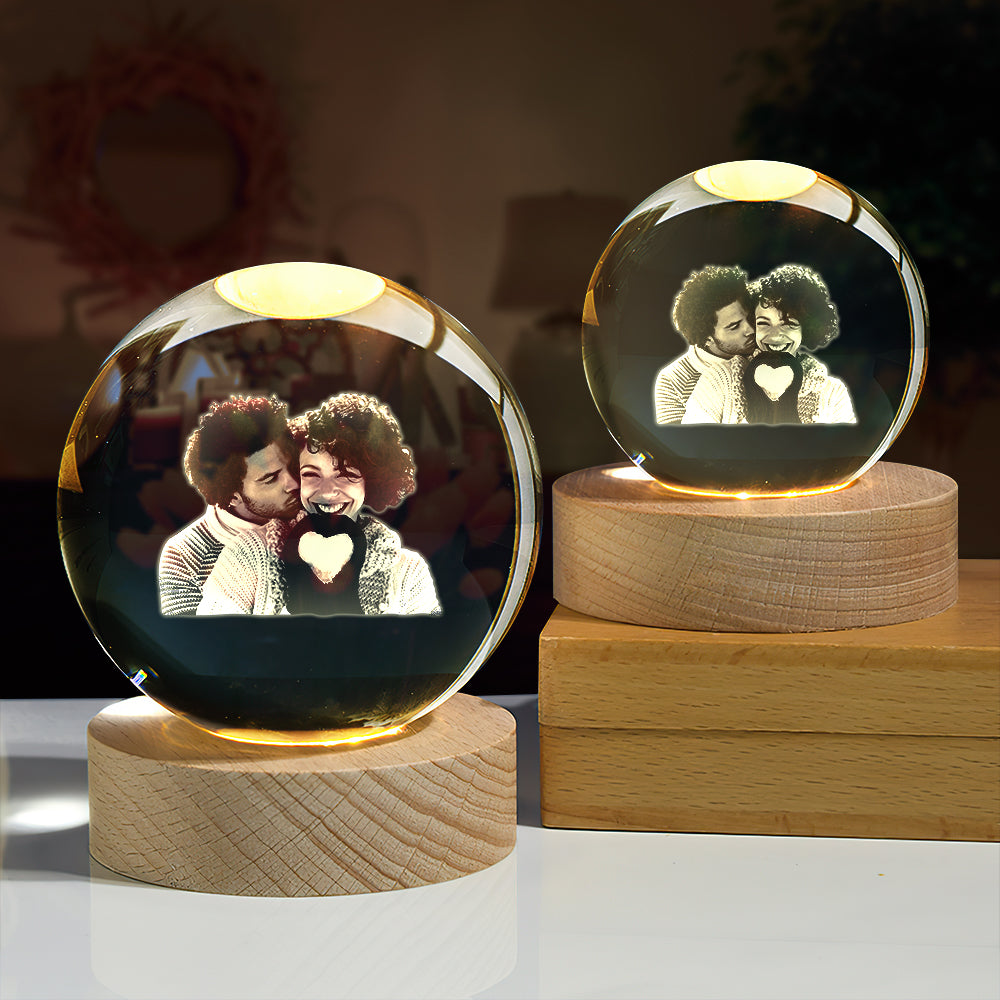 Personalised 2D Photo Crystal Ball Night Light