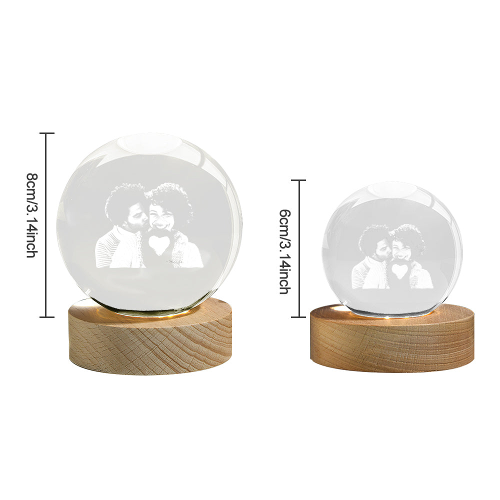 Personalised 2D Photo Crystal Ball Night Light