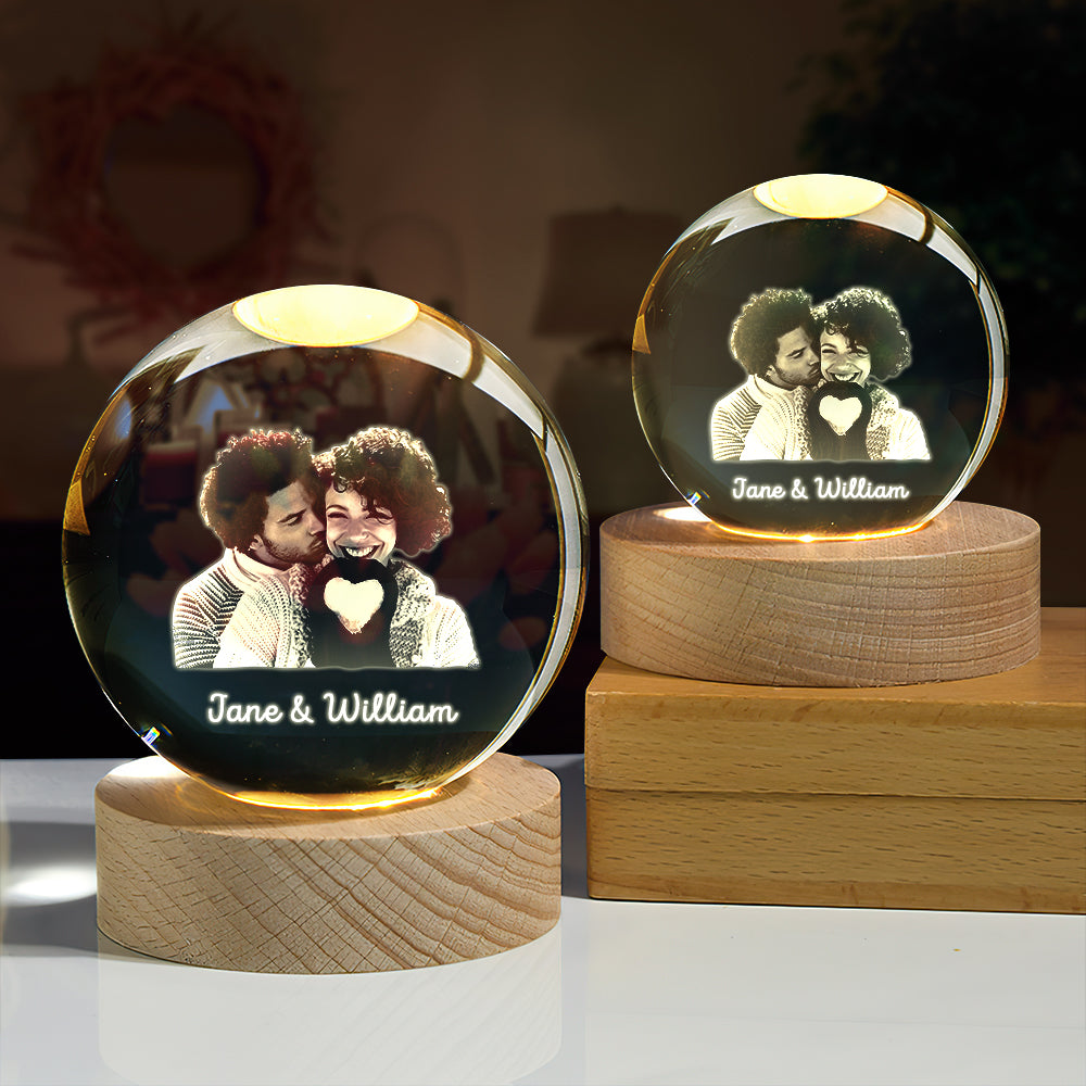 Personalised 2D Photo Crystal Ball Night Light