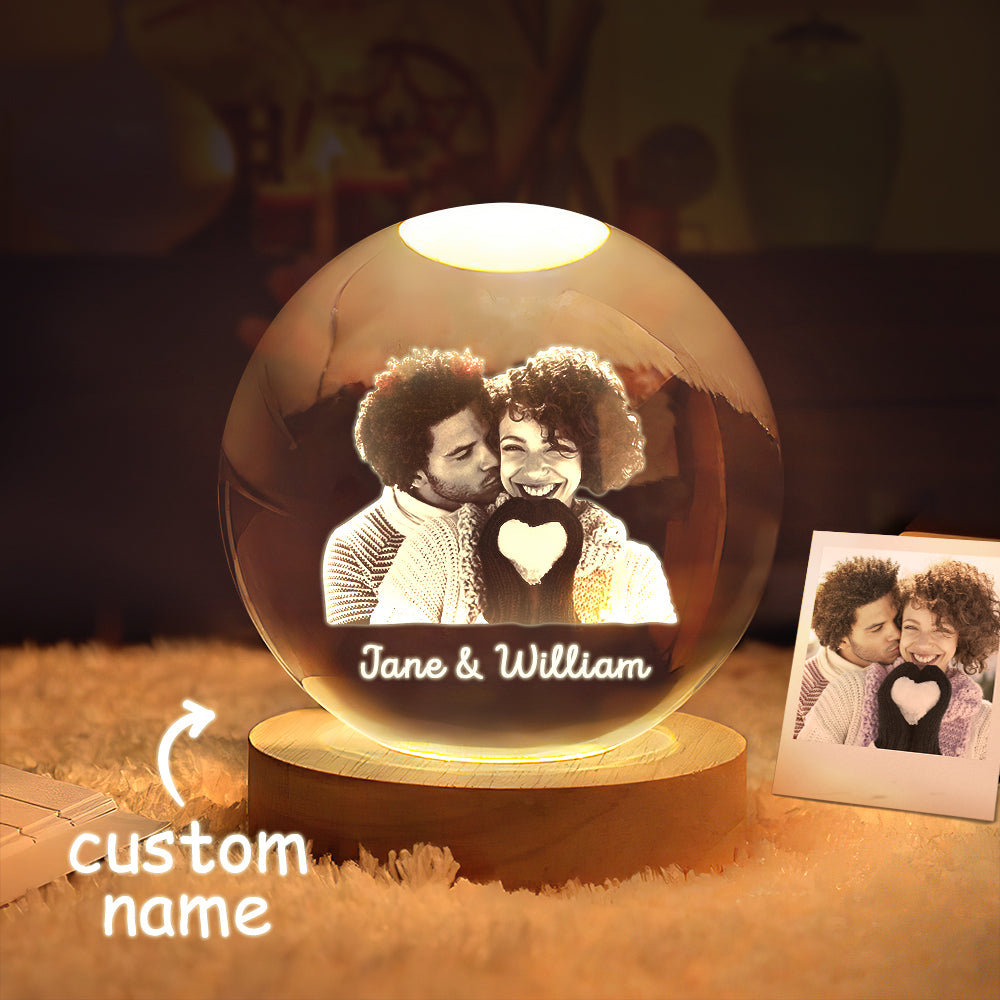 Personalised 2D Photo Crystal Ball Night Light