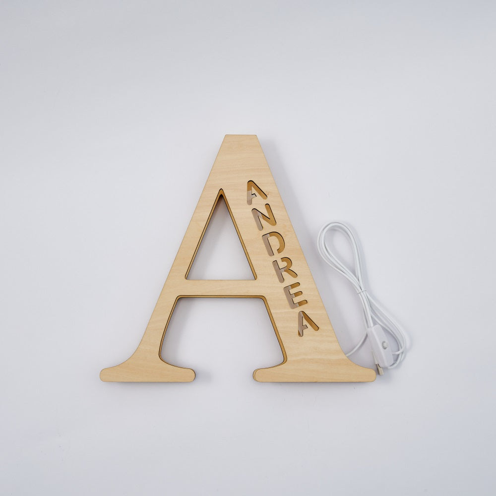 Personalised Name Wooden Letter Night Light 28CM