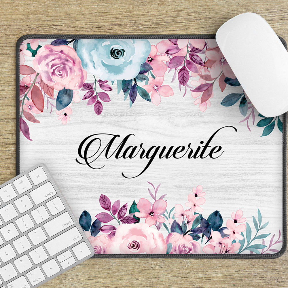 Custom Name Mouse Pads Colorful Floral Mousepad Office Decor