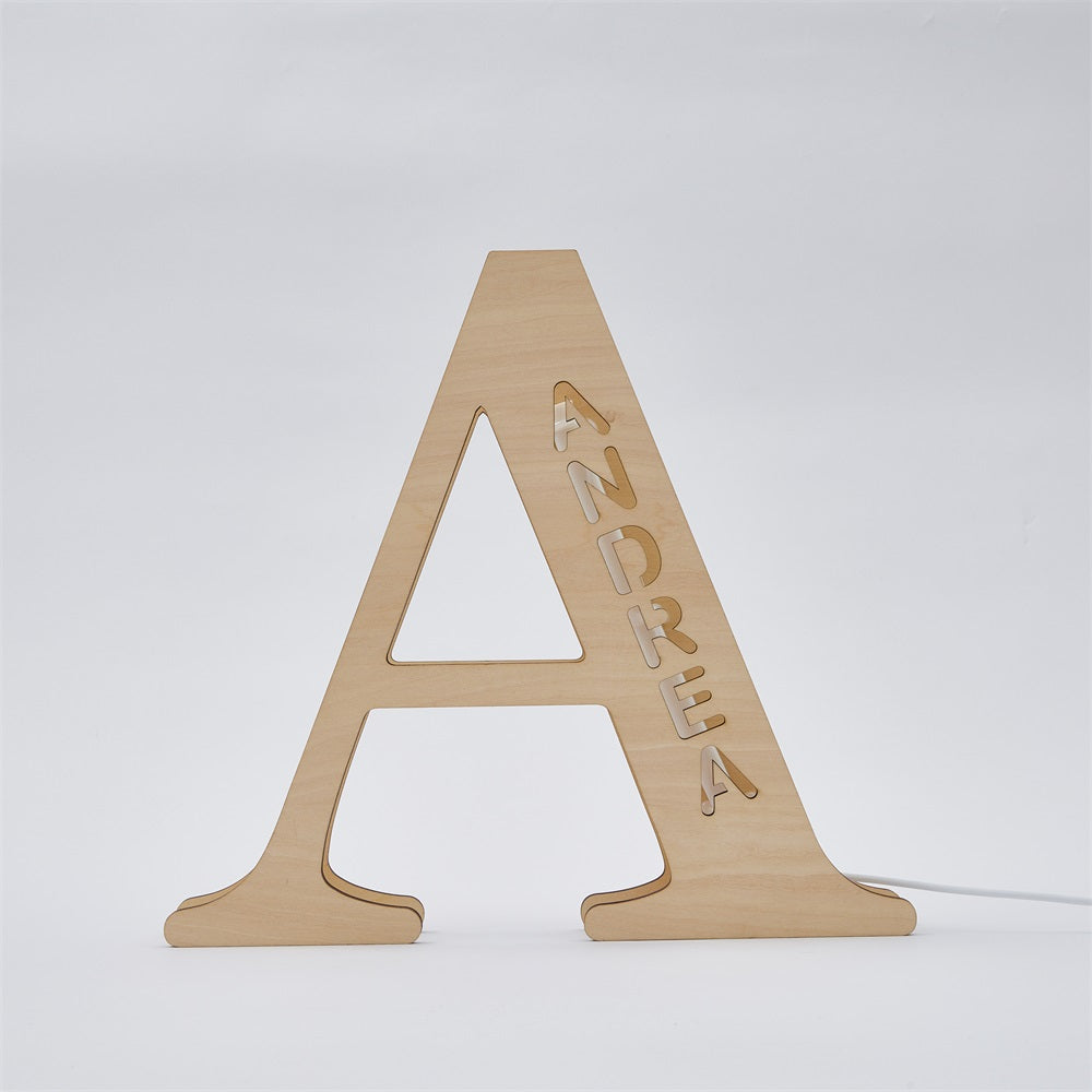 Personalised Name Wooden Letter Night Light 28CM