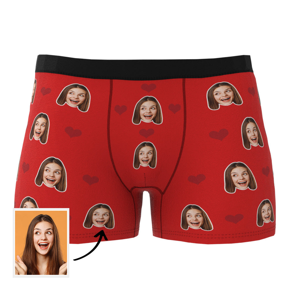 Custom Heart Face Boxer Briefs Men's Underwear with 3D Online Preview