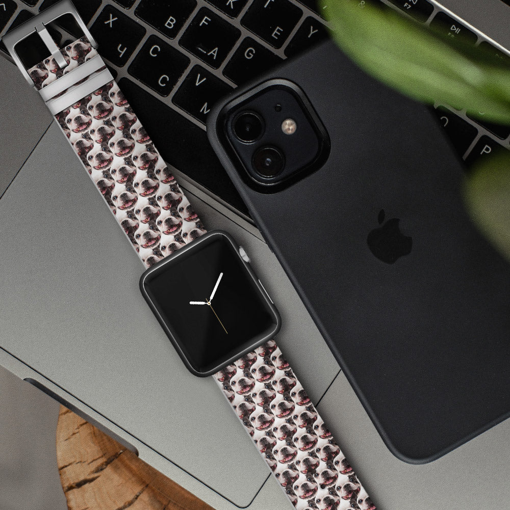 Personalised Apple Watch Band with Pet Face Funny Silicone Watch Band