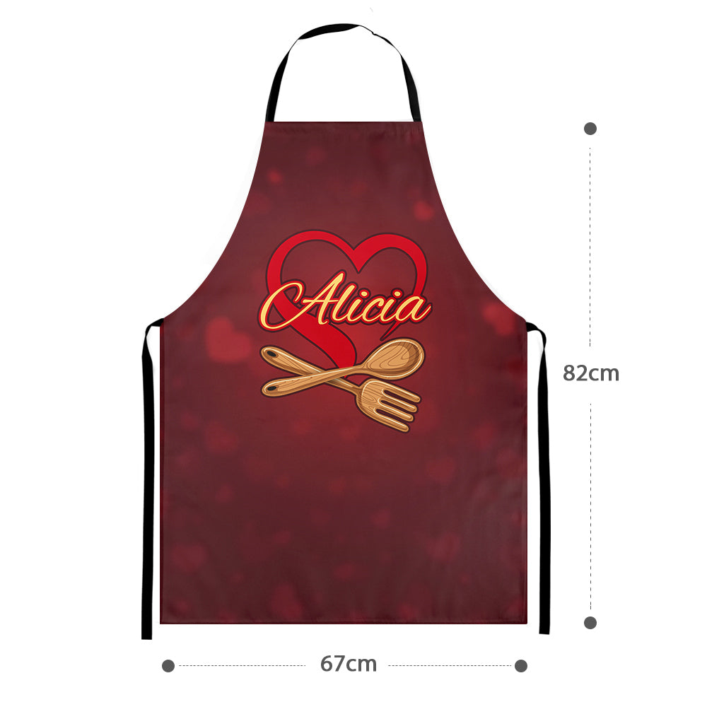 Custom Name Apron Personalised Heart Kitchen Apron