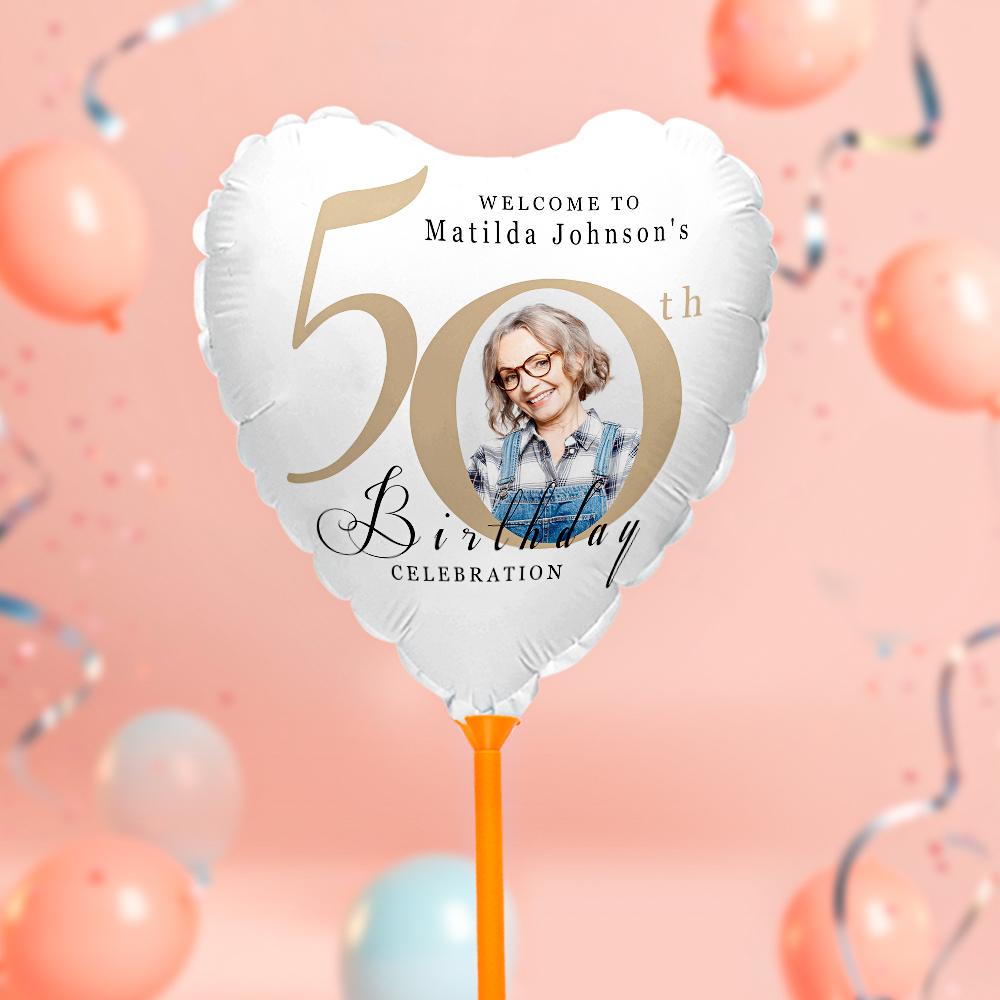 Personalised 50th Birthday Balloons with Photo for Birthday Party Decoration