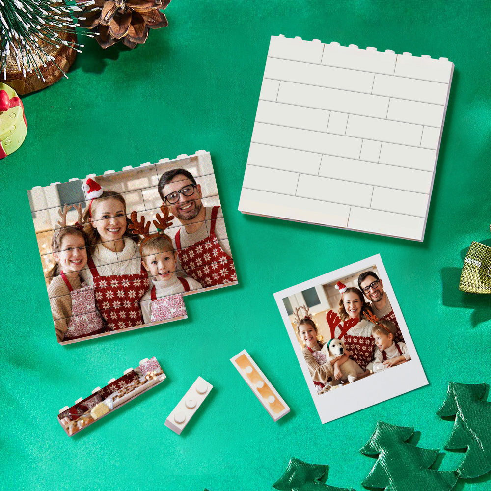 Personalised Building Brick Puzzle Photo Block Christmas Ornament