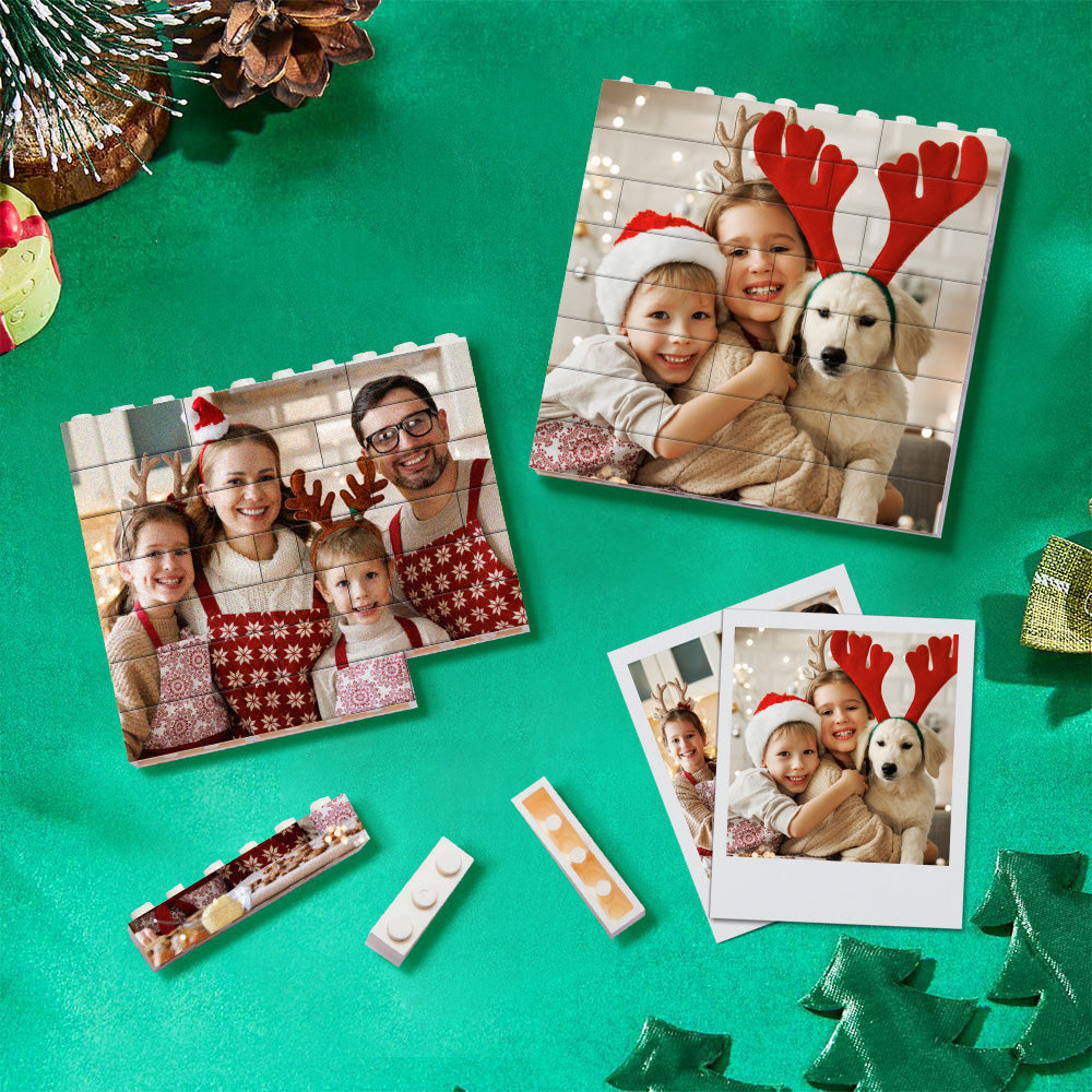 Personalised Building Brick Puzzle Photo Block Christmas Ornament