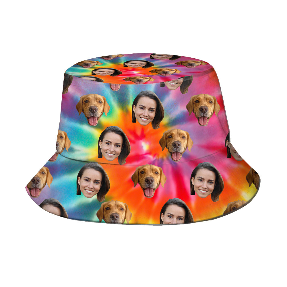 Customised Face Bucket Hat Tie Dye Prints Outdoor Cap Unisex