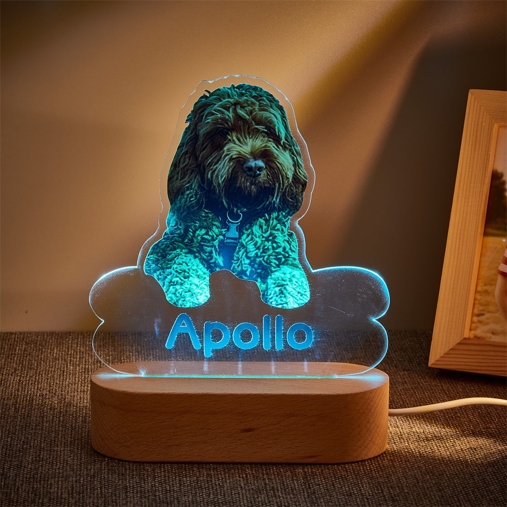 Personalised Pet Shaped LED Night Light Custom Dog Name Table Lamp