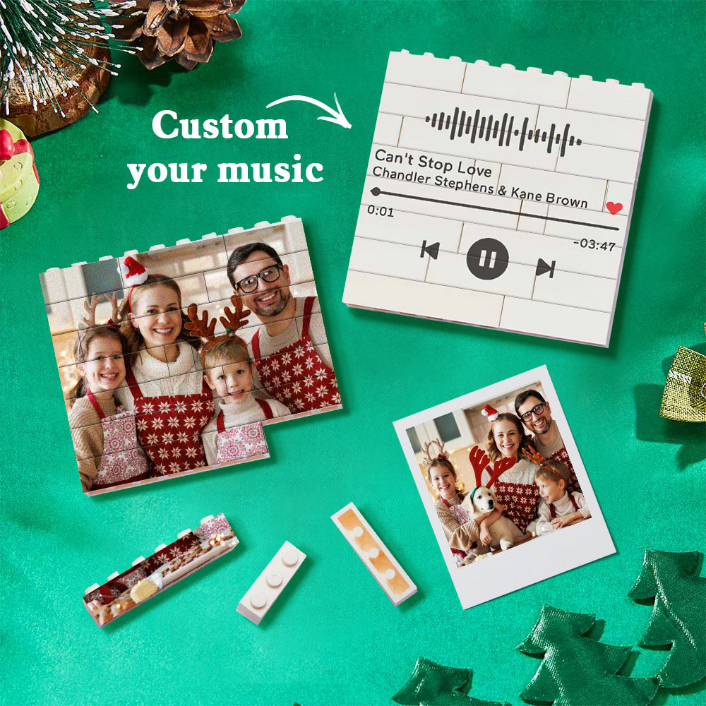 Personalised Building Brick Puzzle Photo Block Christmas Ornament