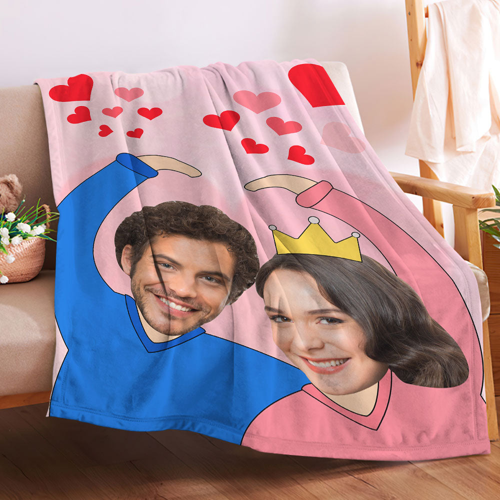 Custom Heart Couple Blanket Personalised Two Faces Blanket