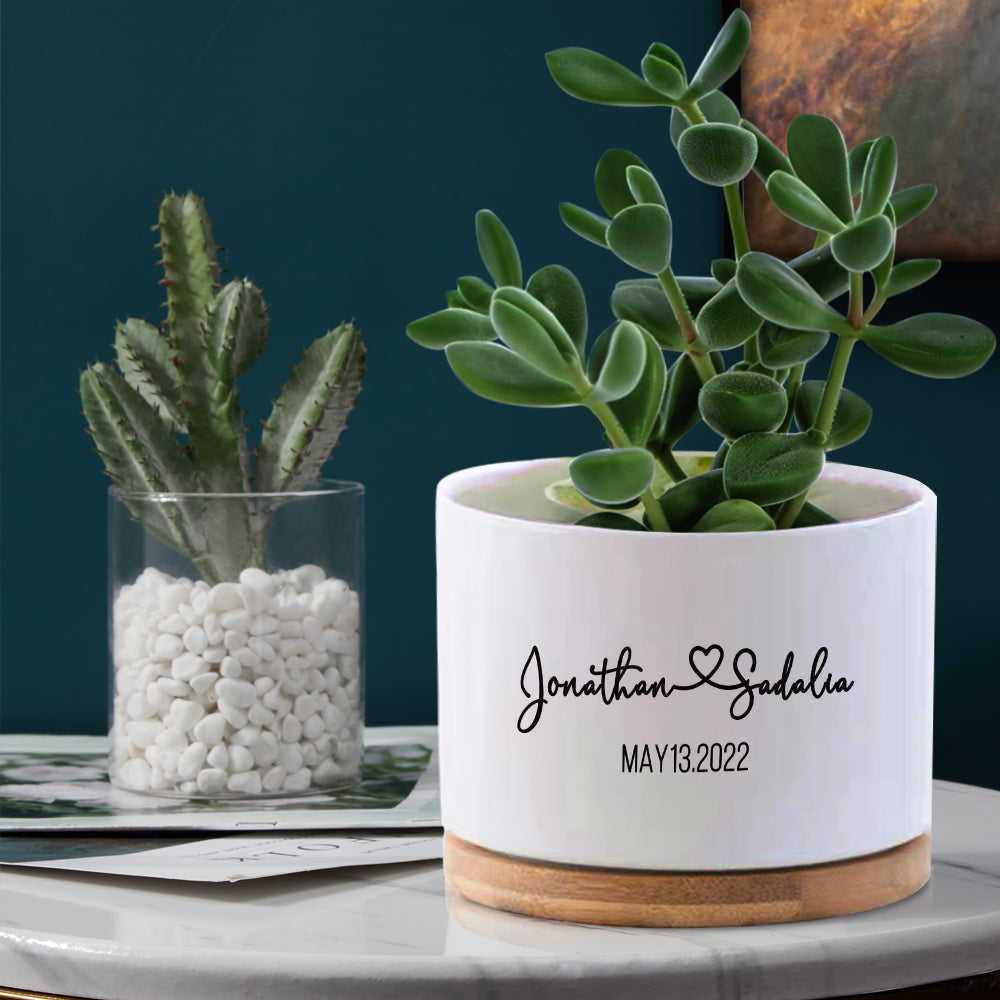 Custom Name Flower Planter Pot Personalised Ceramic Succulent Pot for Plant