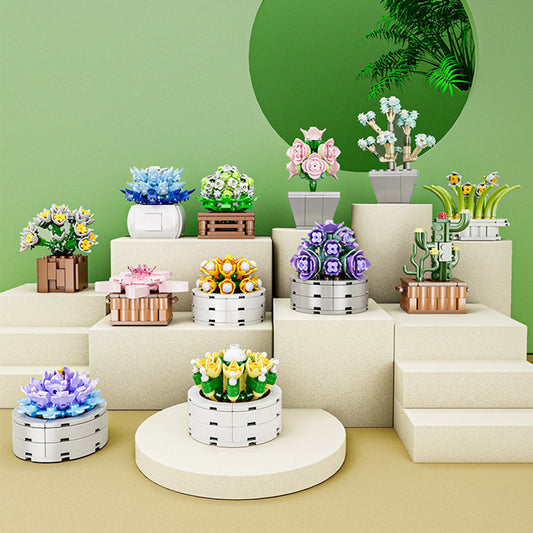 Potted Succulent Building Blocks Botanical Flower Building Bricks