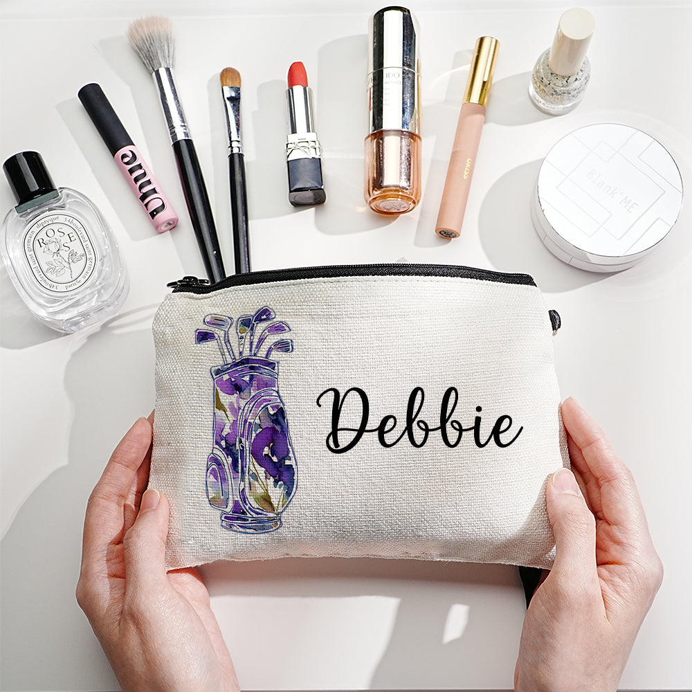 Custom Name Golf Bag Design Canvas Makeup Bag - Personalised and Stylish