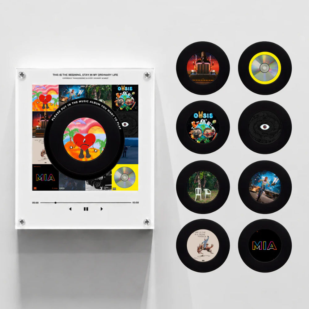Custom Mini Vinyl Record Player with 9 Magnetic Discs, Personalised Music Gift for Couples, Anniversary Memories (Production time 1-2 weeks)
