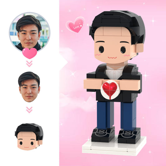 Custom Cute Head Brick Figures Man Show Love Brick Figures Personalised 1 People Brick Figures