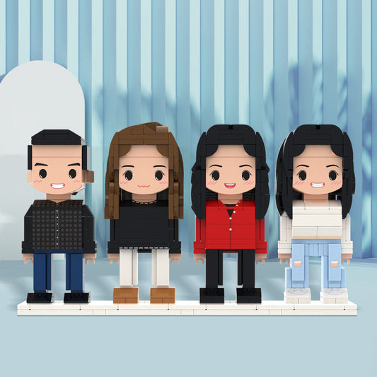 Full Body Customisable 4 People Photo Custom Cute Brick Figures Small Particle Block Perfect Christmas Gifts for Family Friends