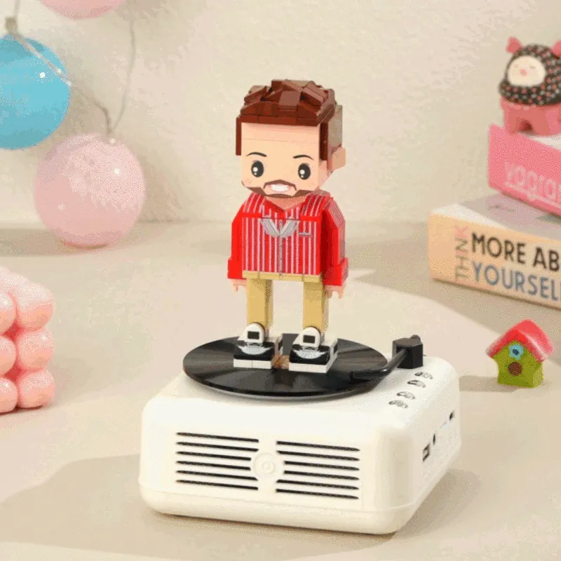 Customisable 1 Person Full Body Custom Brick Figures with Bluetooth Speaker Base Can Play Music Anniversary Gift
