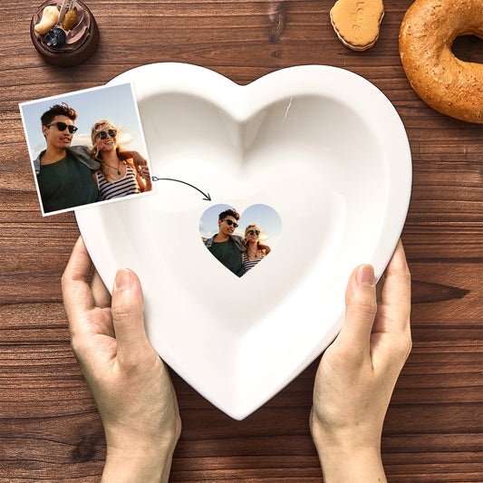 Personalised Heart Shaped Plate Ceramics Dinner Plate with Picture
