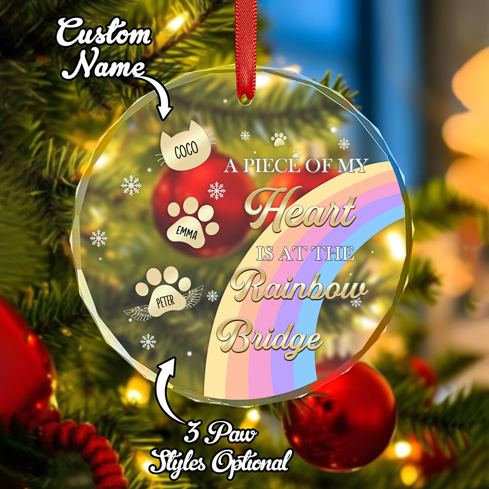 Personalised Memorial Ornament A Piece Of My Heart Is At The Rainbow Bridge Sympathy Gift for Pet Lovers