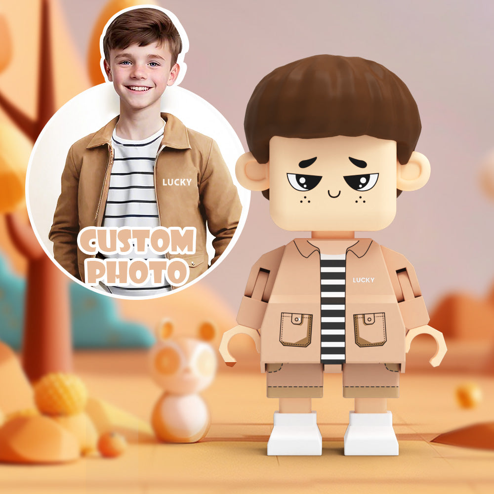 Fully Customisable Cute Giant Minifigs Personalised Full-Body Brick Figure Gift for Boy