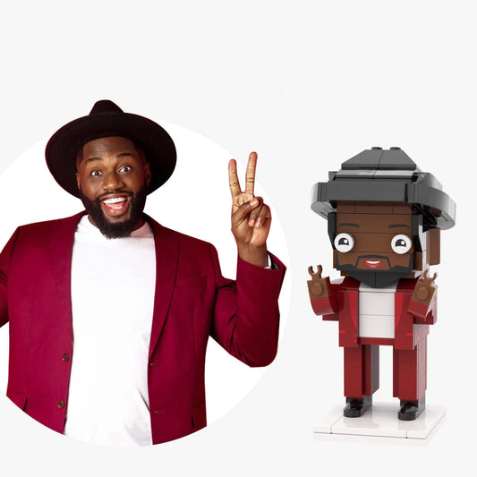 Birthday Gifts Full Body Customisable 1 Person Custom Brick Figures Small Particle Block Toy Man with Hat