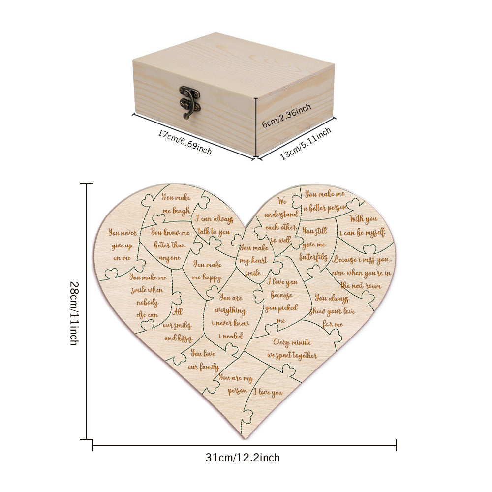 Personalised Wooden Puzzle with Box Reasons Why I Love You Unique Gift for Lover