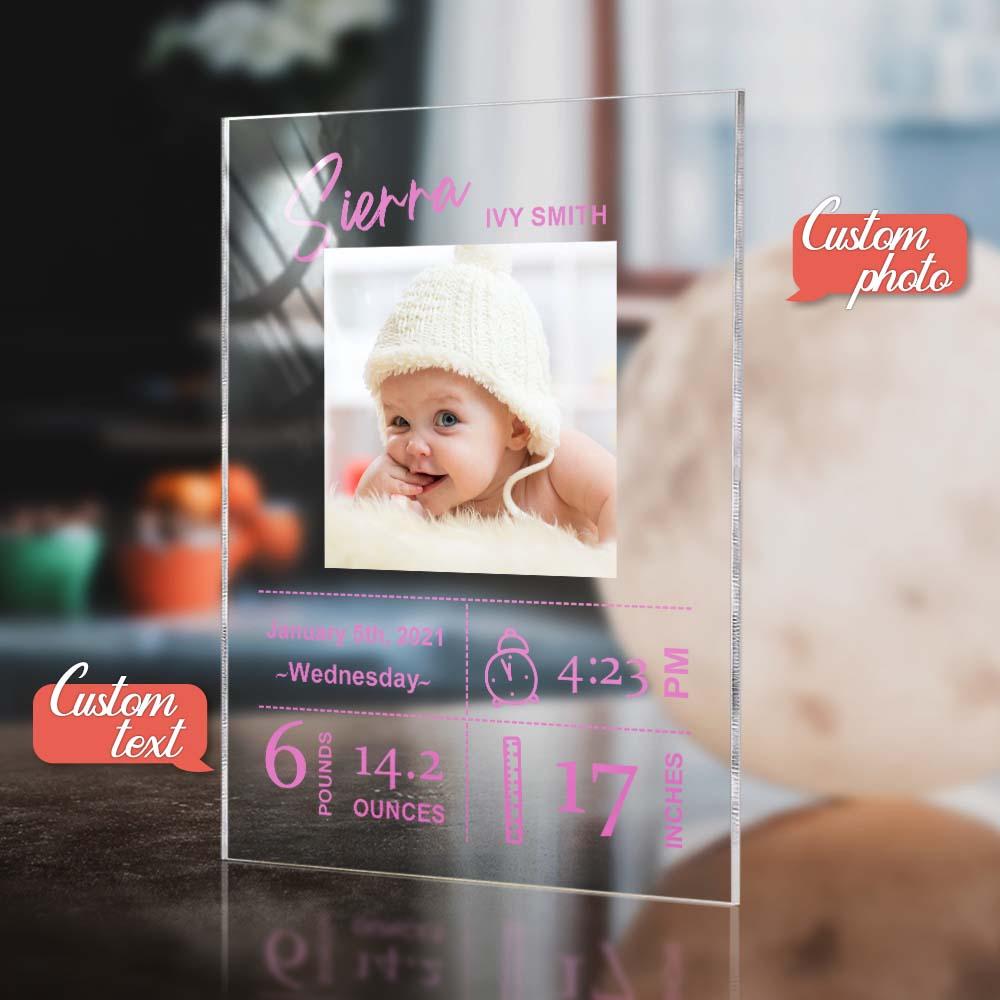 Personalised Baby Birthday Plaque Custom Baby Photo Plaque Gift
