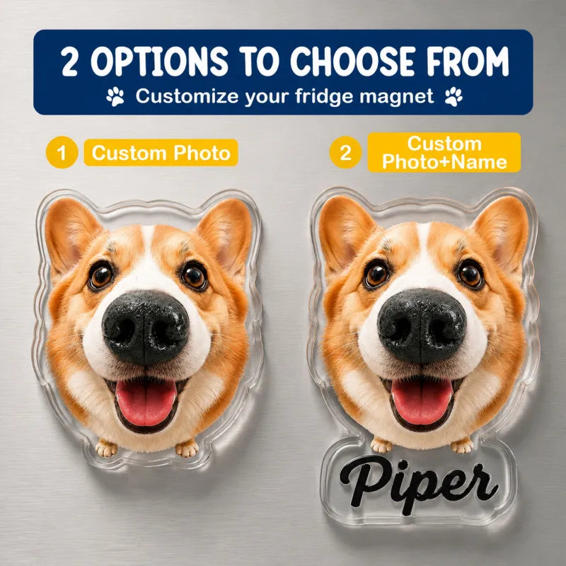 Custom Dog Nose Squishy Fridge Magnet Sticker – Personalised Pet Nose Squeeze Toy with Custom Face & Name