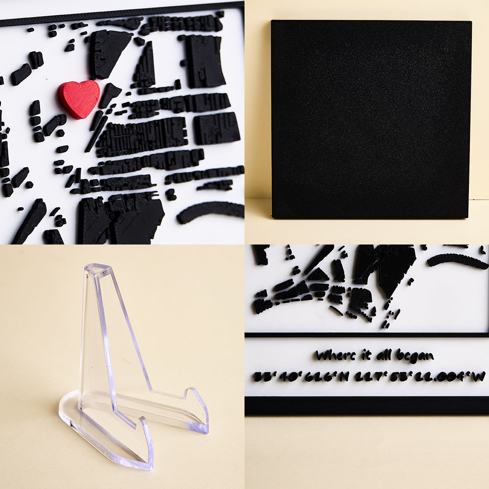 Personalised 3D Printed Location Map Plaque Where It All Began Plaque Gifts for Lover