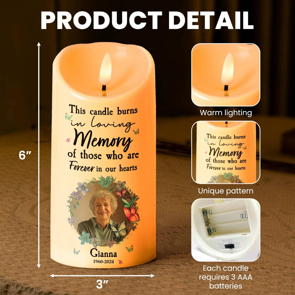 Custom Photo & Text Candle Light – Battery or USB Version Personalized Memorial Gift