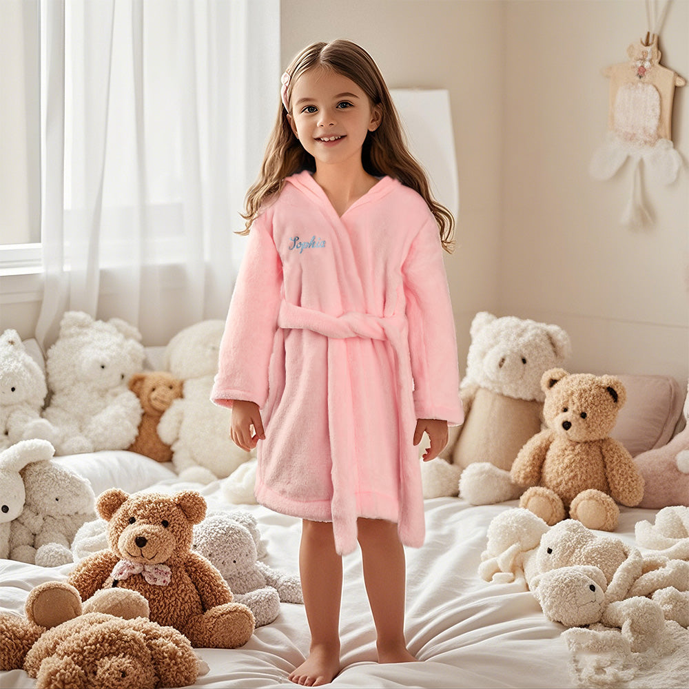 Personalised Baby Sleepwear with Embroidery Name Bear Ears Dressing Gown Gift for Kid