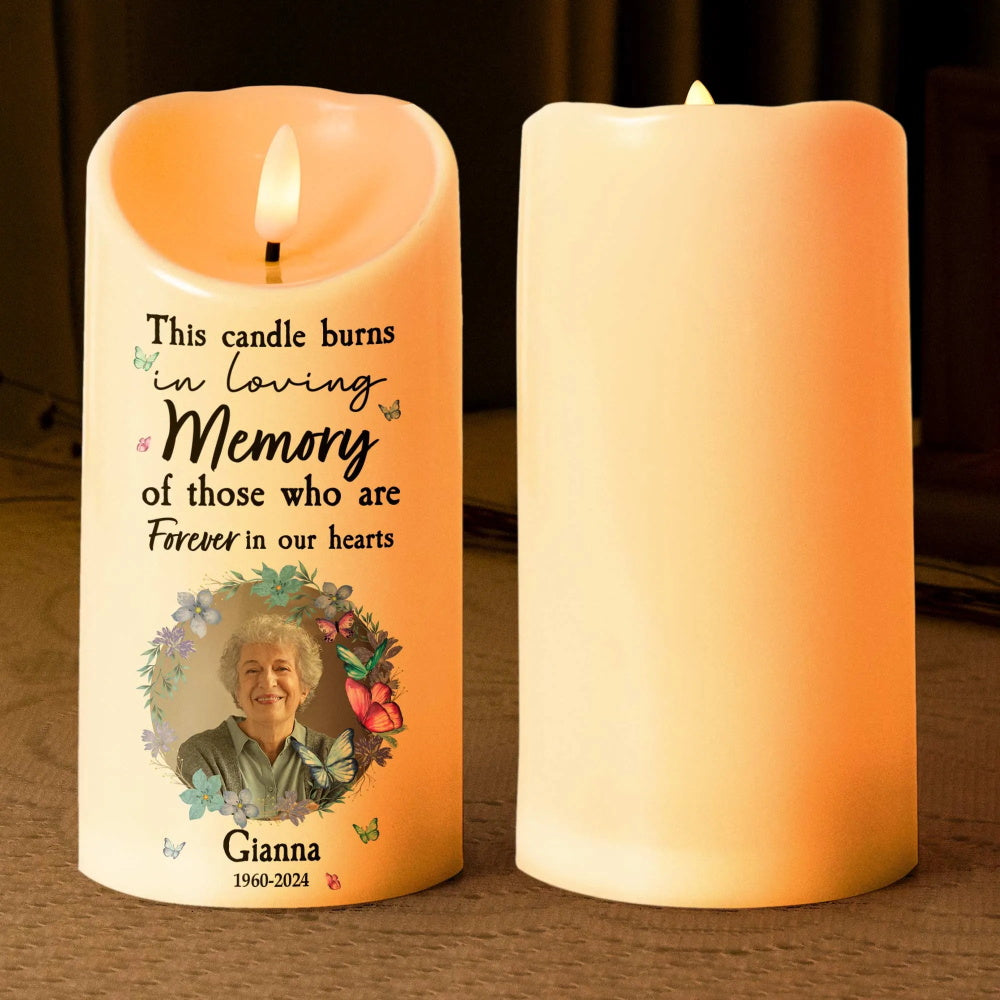 Custom Photo & Text Candle Light – Battery or USB Version Personalized Memorial Gift