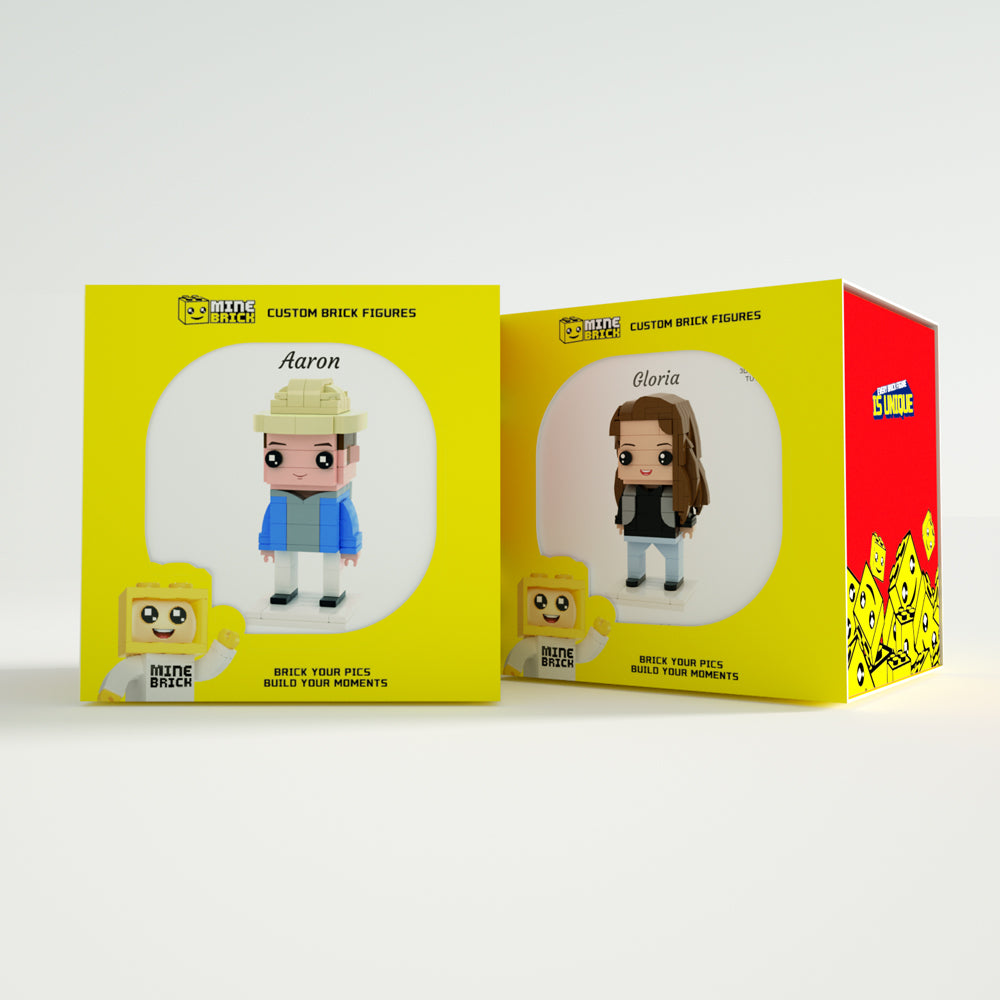 1 Person Custom Brick Figures with Christmas Hat Small Particle Block Toy Brick Me Figures
