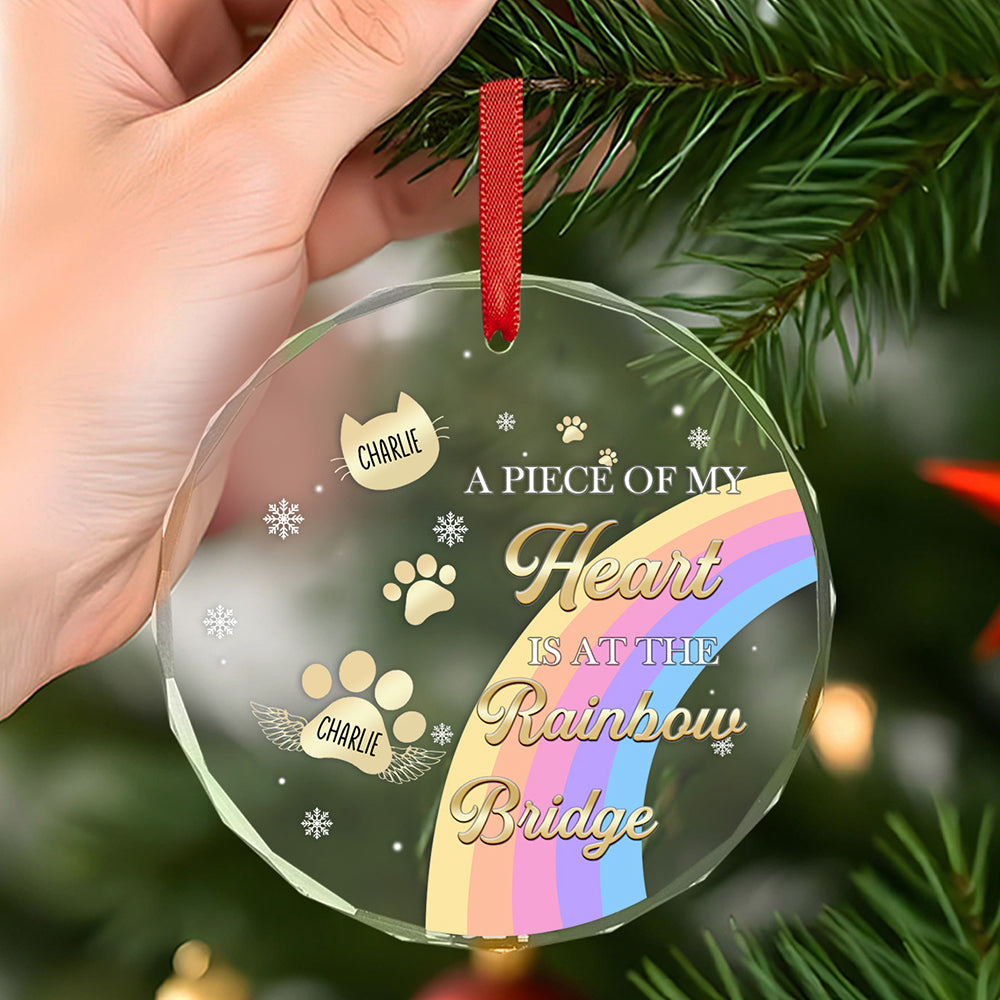 Personalised Memorial Ornament A Piece Of My Heart Is At The Rainbow Bridge Sympathy Gift for Pet Lovers