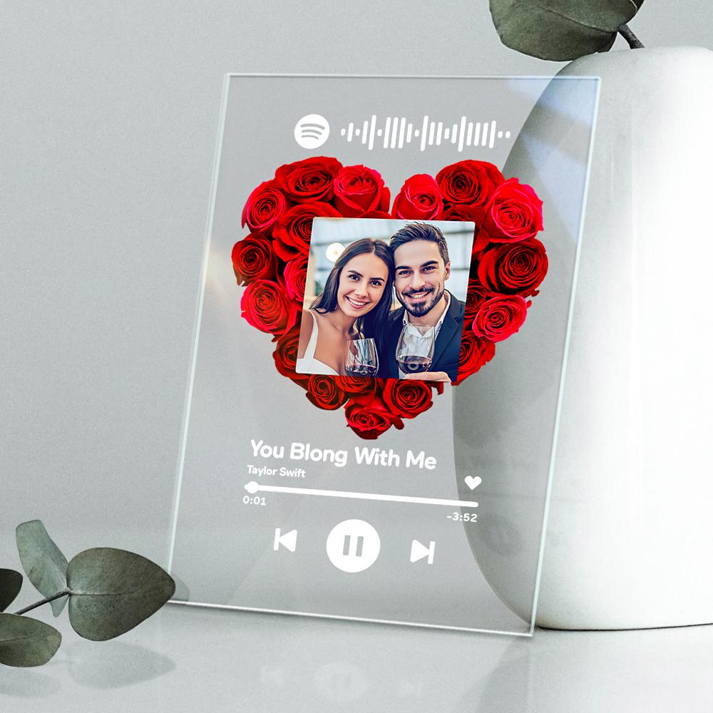 Custom Rose Spotify Plauqe  Personalised Night Light Romantic & Sentimental Birthday Gifts For Boyfriend