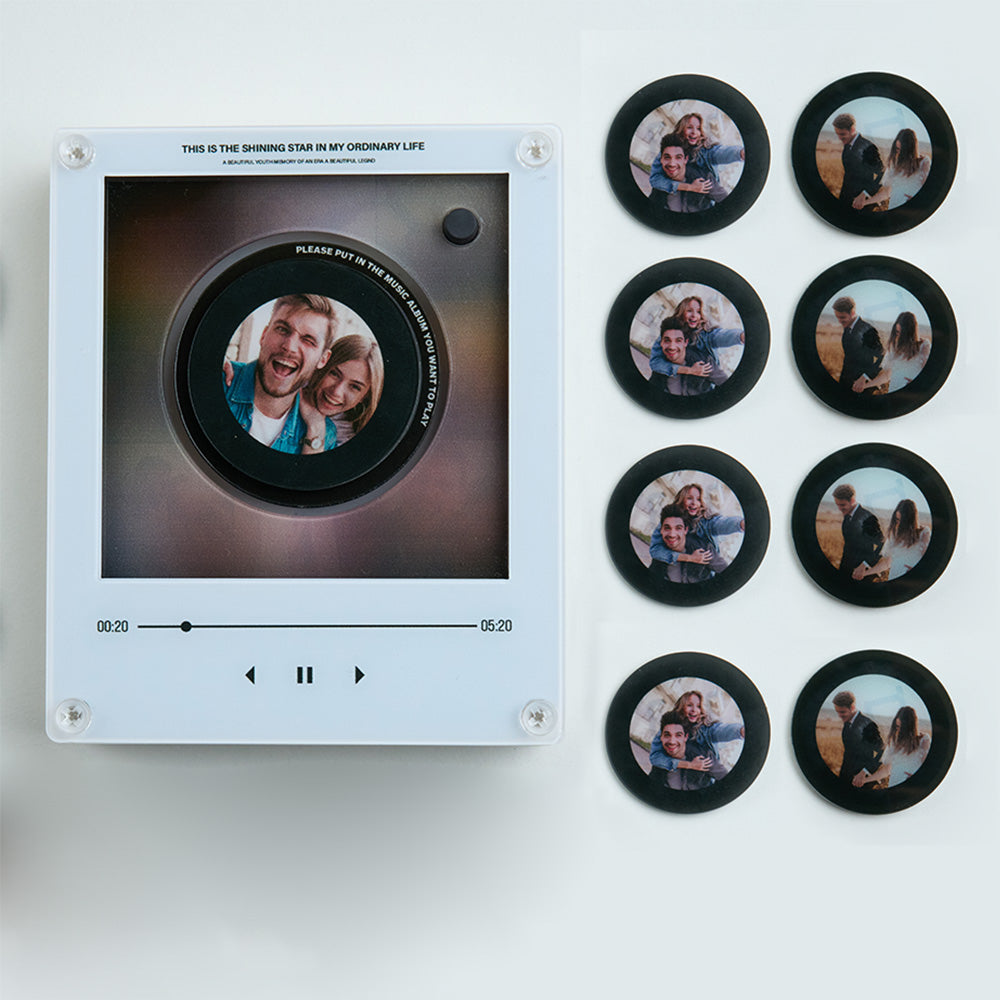 Custom Mini Vinyl Record Player with 9 Magnetic Discs, Personalised Music Gift for Couples, Anniversary Memories (Production time 1-2 weeks)