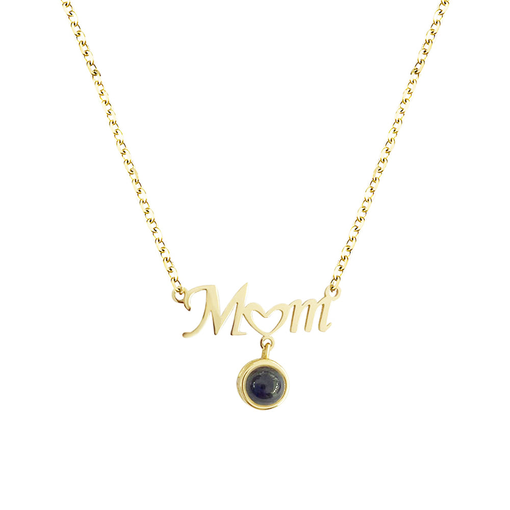 Custom Mom Photo Projection Necklace with Little Heart