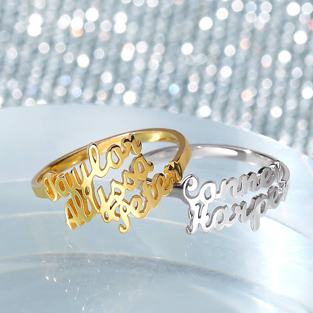 Custom Three Names Ring - 925 Sterling Silver