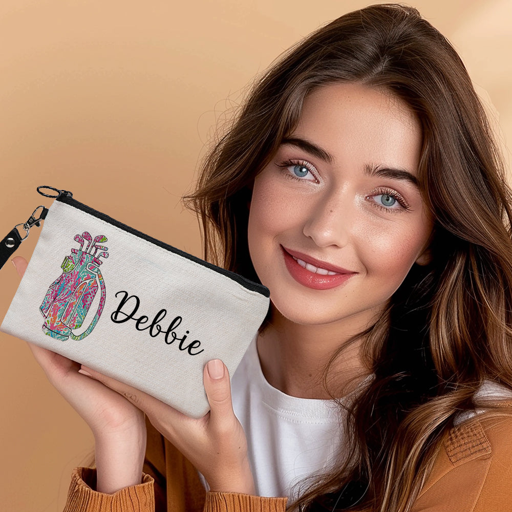 Custom Name Golf Bag Design Canvas Makeup Bag - Personalised and Stylish