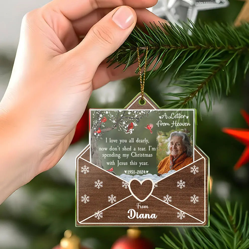 Personalised Photo Letter From Heaven Memorial Christmas Ornament Meaningful Christmas Gifts