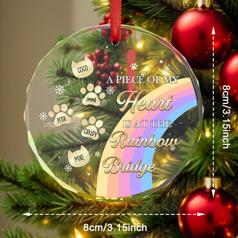 Personalised Memorial Ornament A Piece Of My Heart Is At The Rainbow Bridge Sympathy Gift for Pet Lovers