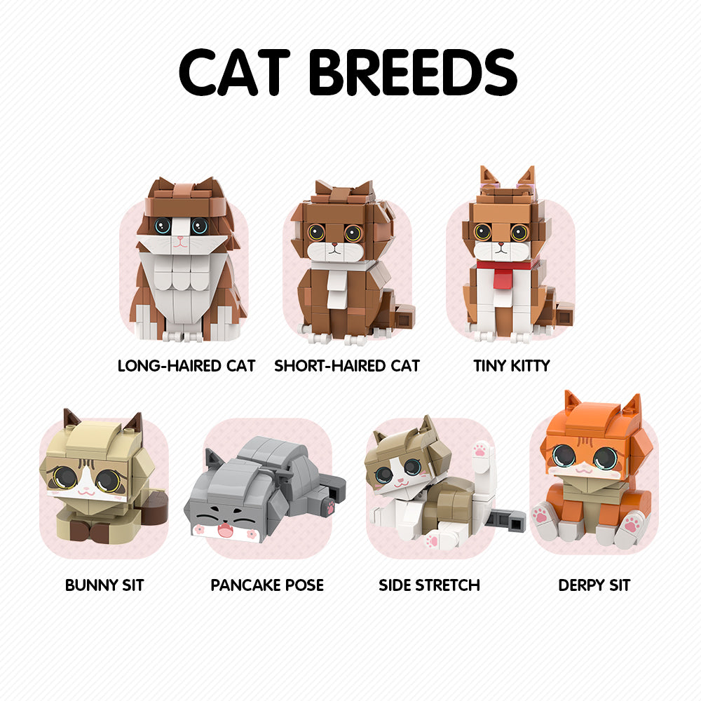 Full Body Customisable 2 People Cute Brick Figures Personalised Brick Figures with Cat Small Particle Block Toy