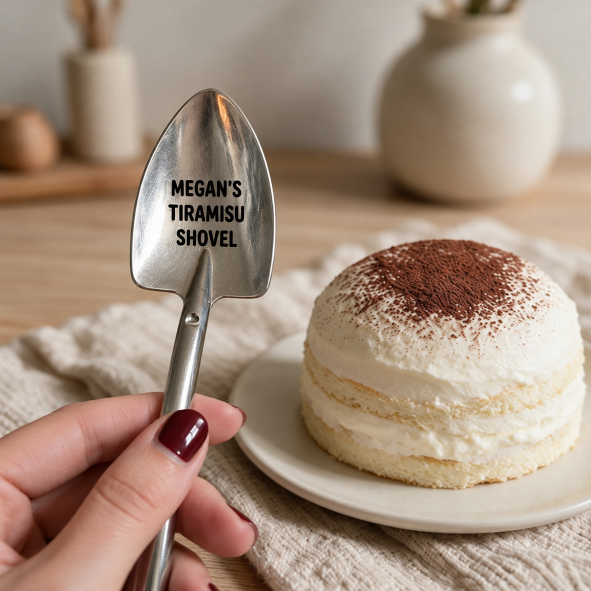 Personalised Shovel Ice Cream Spoon – Custom Engraved Dessert Spoon with Name, Gift for Family & Friends