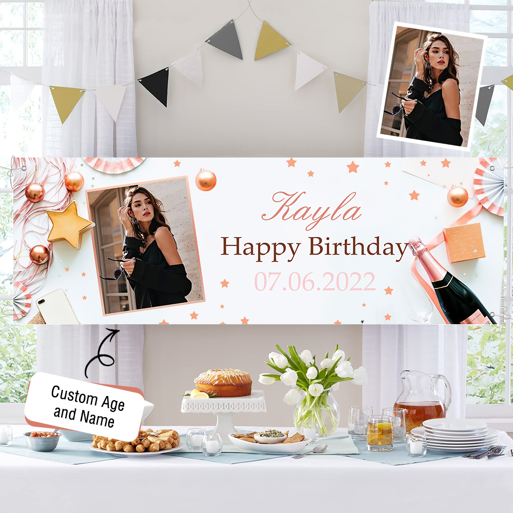 Custom Happy Birthday Banner Personalised Birthday Party Backdrop