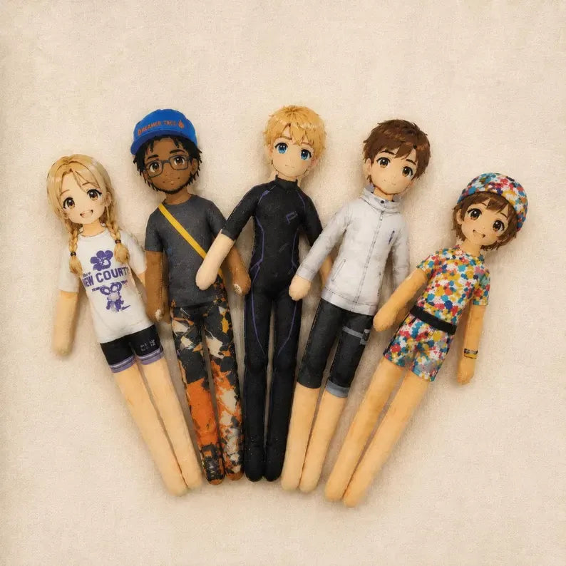Personalised Mini Me Doll with Poseable Body, Custom Photo Doll Gift